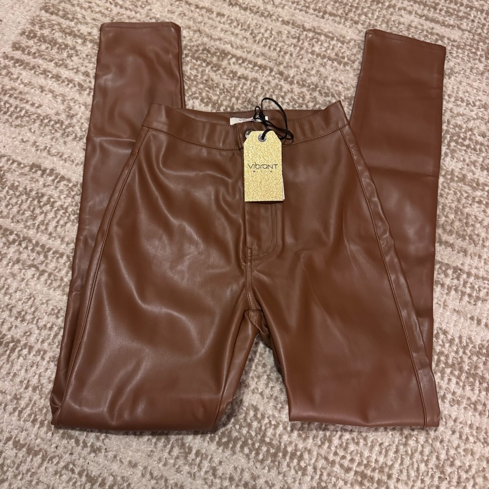 Women's Vibrant MIU Laura Pants Vegan Leather Skinny Pant 3 (W25) NWT